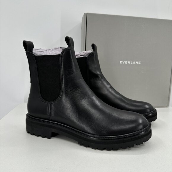 Everlane The Lug Chelsea Boot in Black sz 9.5 Women's Leather Ankle Chunky Sole - Picture 1 of 12